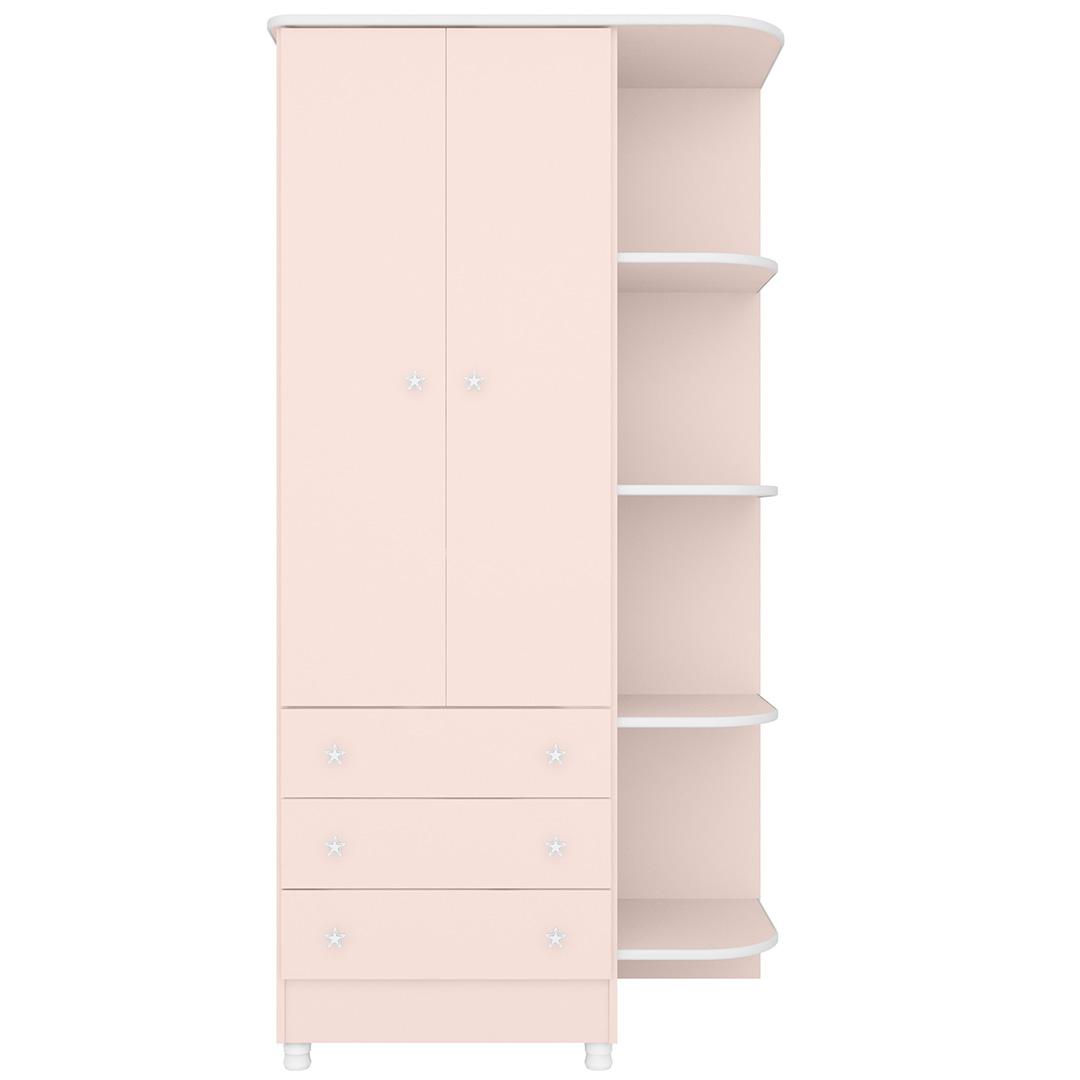 Guarda Roupa Infantil Com Cantoneira Doce Sonho Rosa - Qmovi