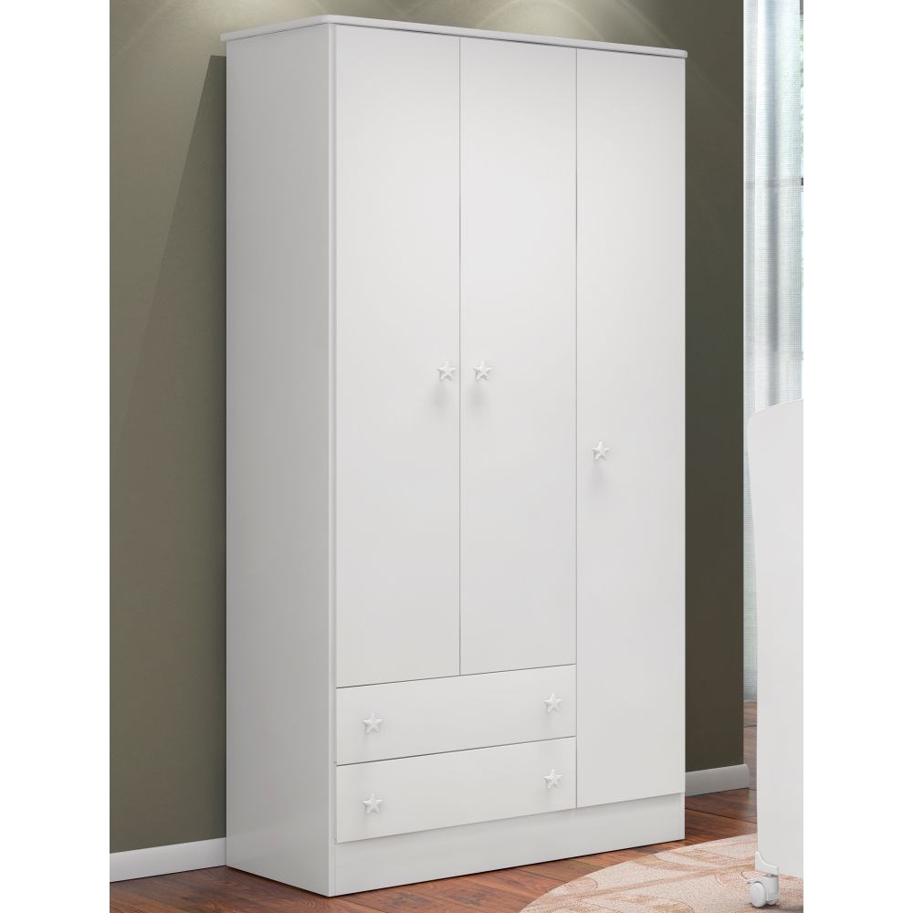 Guarda Roupa Infantil Doce Sonho 3 Portas Branco - Qmovi