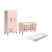 Kit Quarto de Bebe Retro Berço e Guarda Roupa Havana Rosa com Colchao