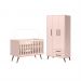 Kit Quarto de Bebe Retro Berço e Guarda Roupa Marbella Rosa