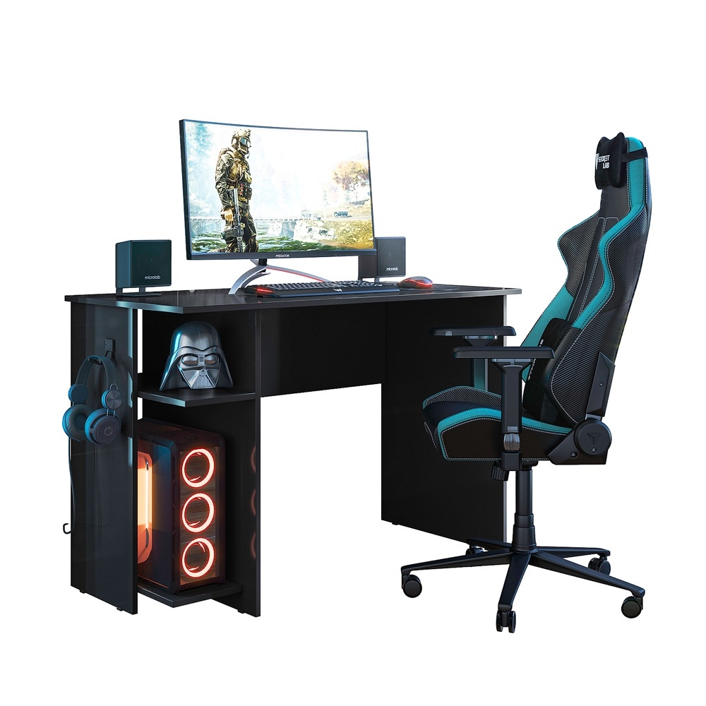 Mesa Gamer com Suporte de Fone Zalie Preto