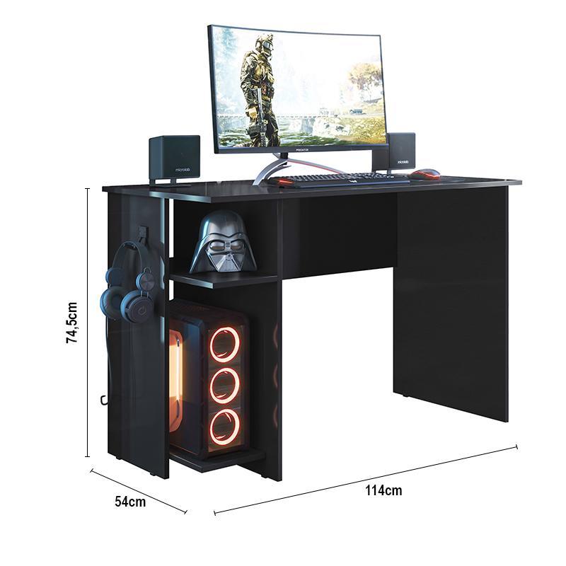 Mesa para Computador Gamer 3875 Preto Fosco - Qmovi