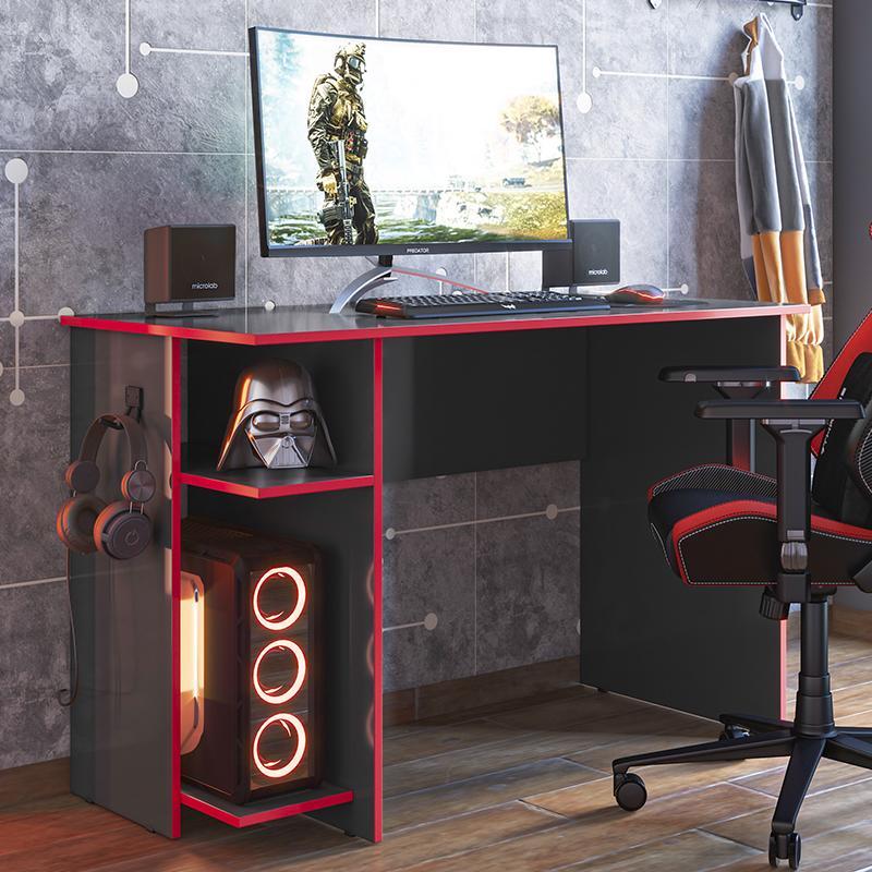 Mesa para Computador Gamer 3875 Preto Fosco/Vermelho - Qmovi