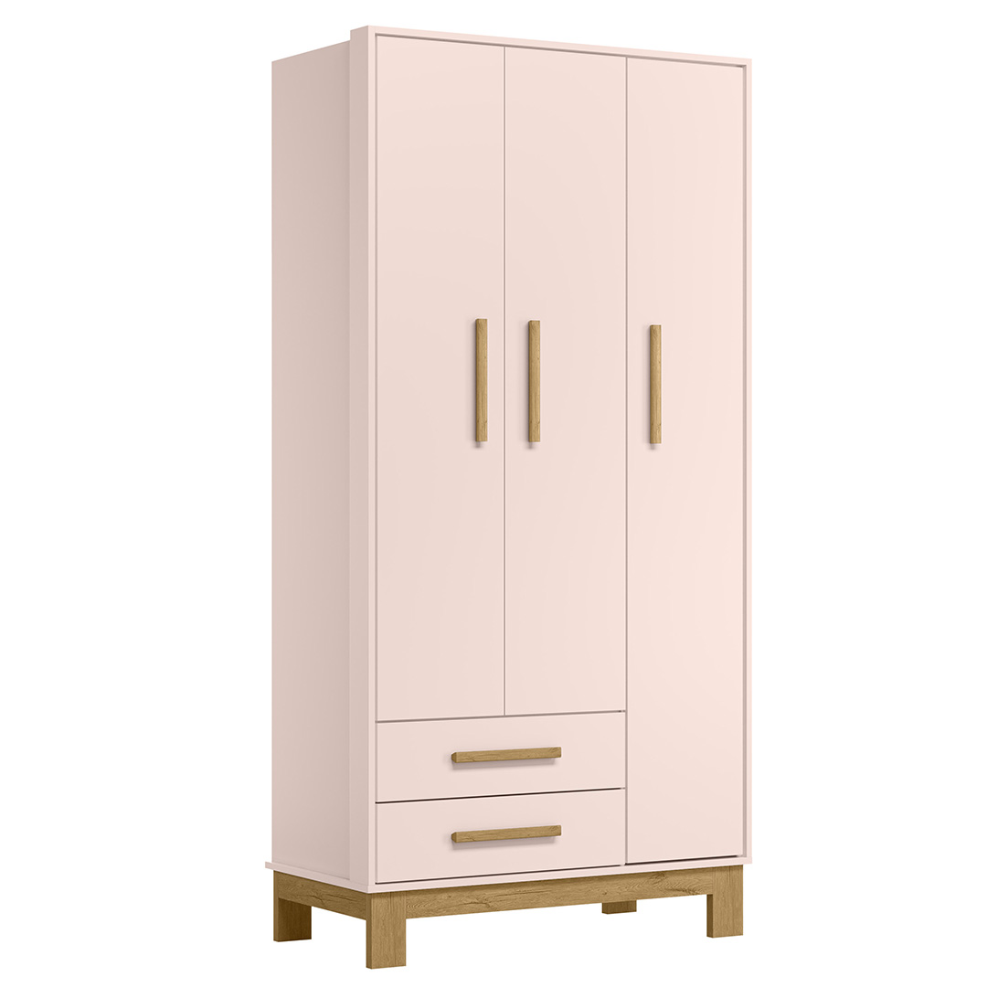 Quarto Infantil 3 Peças com Berço Q Encanto Slim Rosa - Qmovi