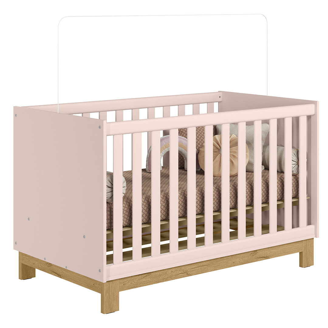 Quarto Infantil 3 Peças com Berço Q Encanto Slim Rosa - Qmovi