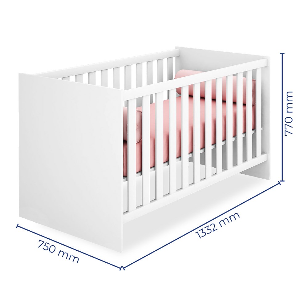 Quarto de Bebê Cômoda 2523 e Berço Mini Cama 1344 Doce Sonho Branco - Qmovi