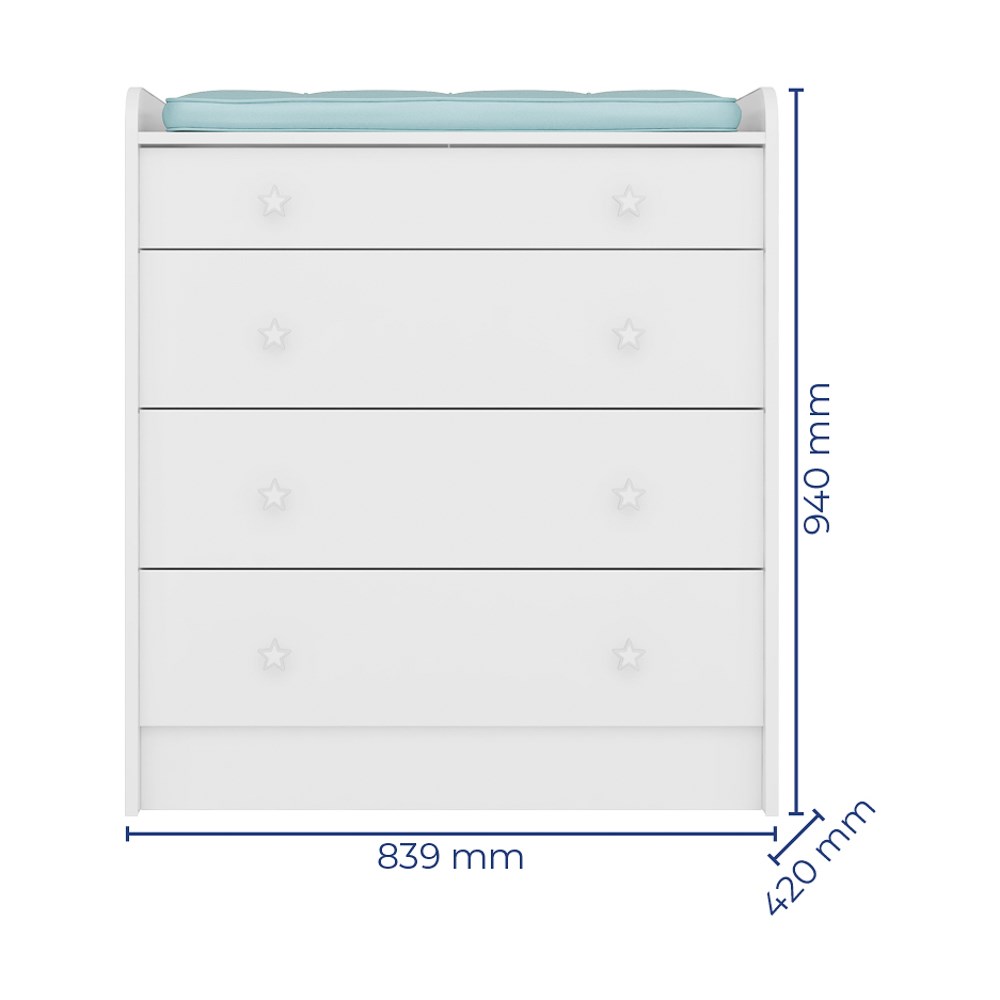Quarto de Bebê Cômoda 2523 e Berço Mini Cama 1344 Doce Sonho Branco - Qmovi