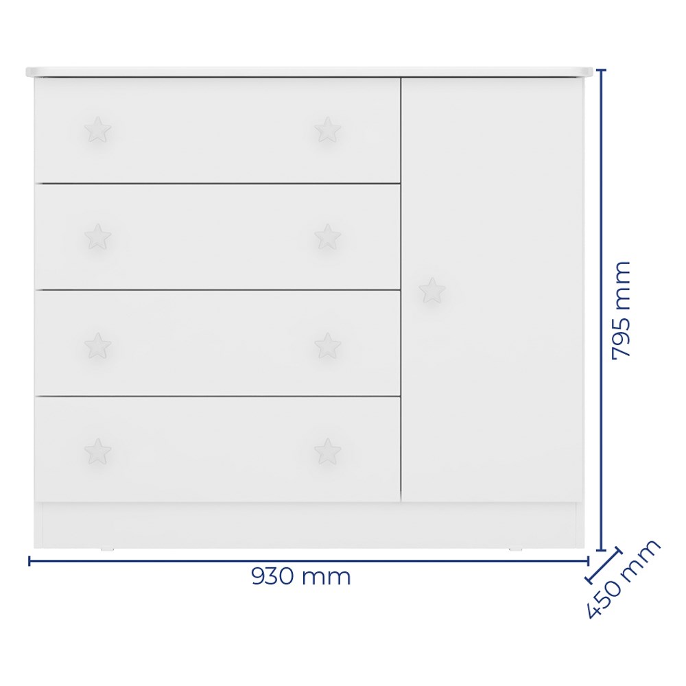 Quarto de Bebê Cômoda 2561 e Berço Mini Cama 1344 Doce Sonho Branco - Qmovi