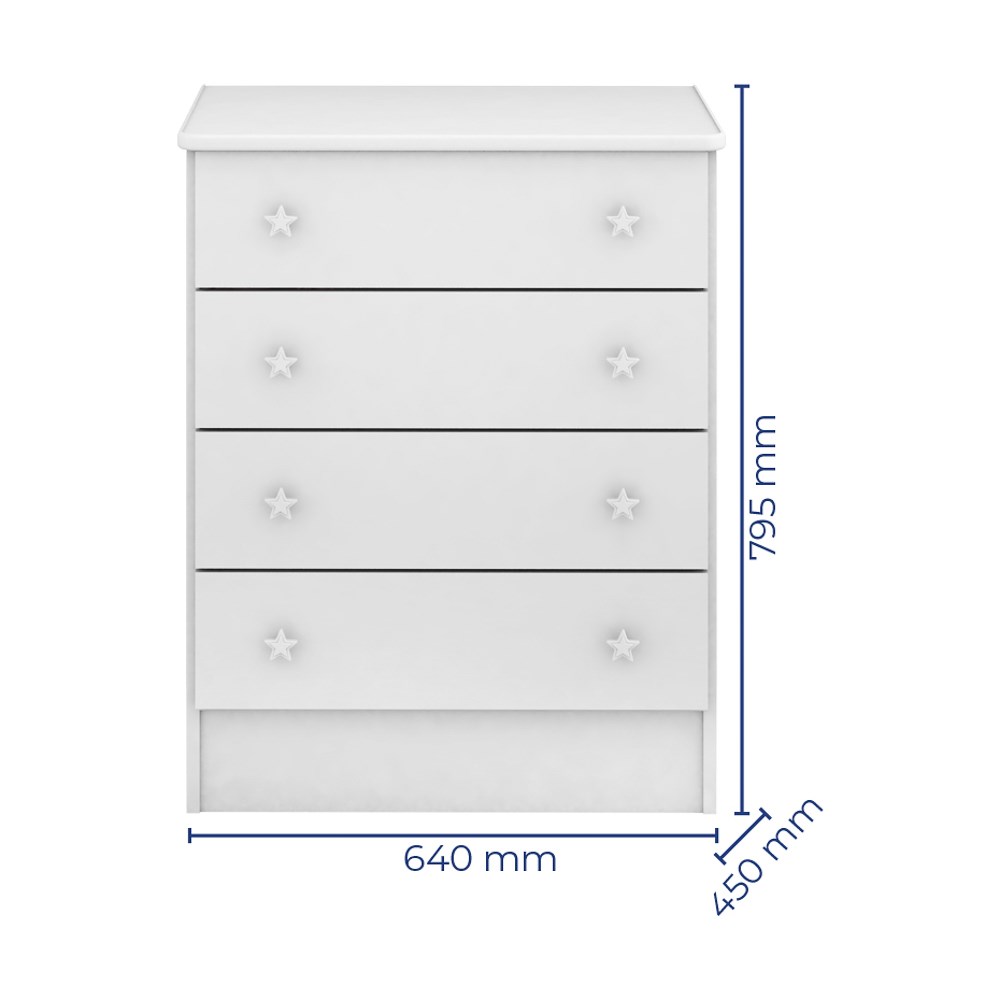 Quarto de Bebê Cômoda 777 e Berço 1344 Doce Sonho com Colchão Branco - Qmovi