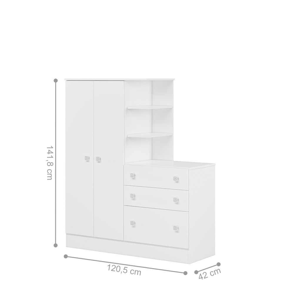 Roupeiro com Comoda Infantil Fermo Branco