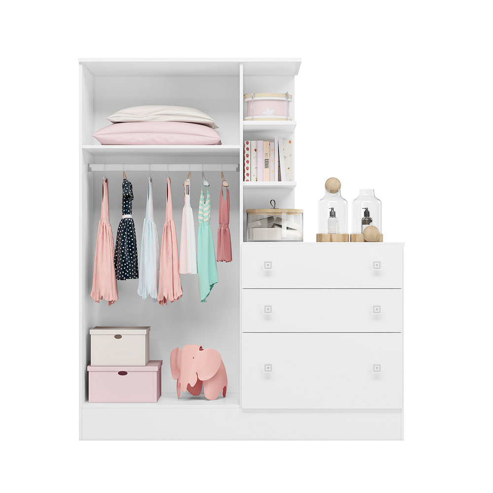 Roupeiro com Comoda Infantil Fermo Branco