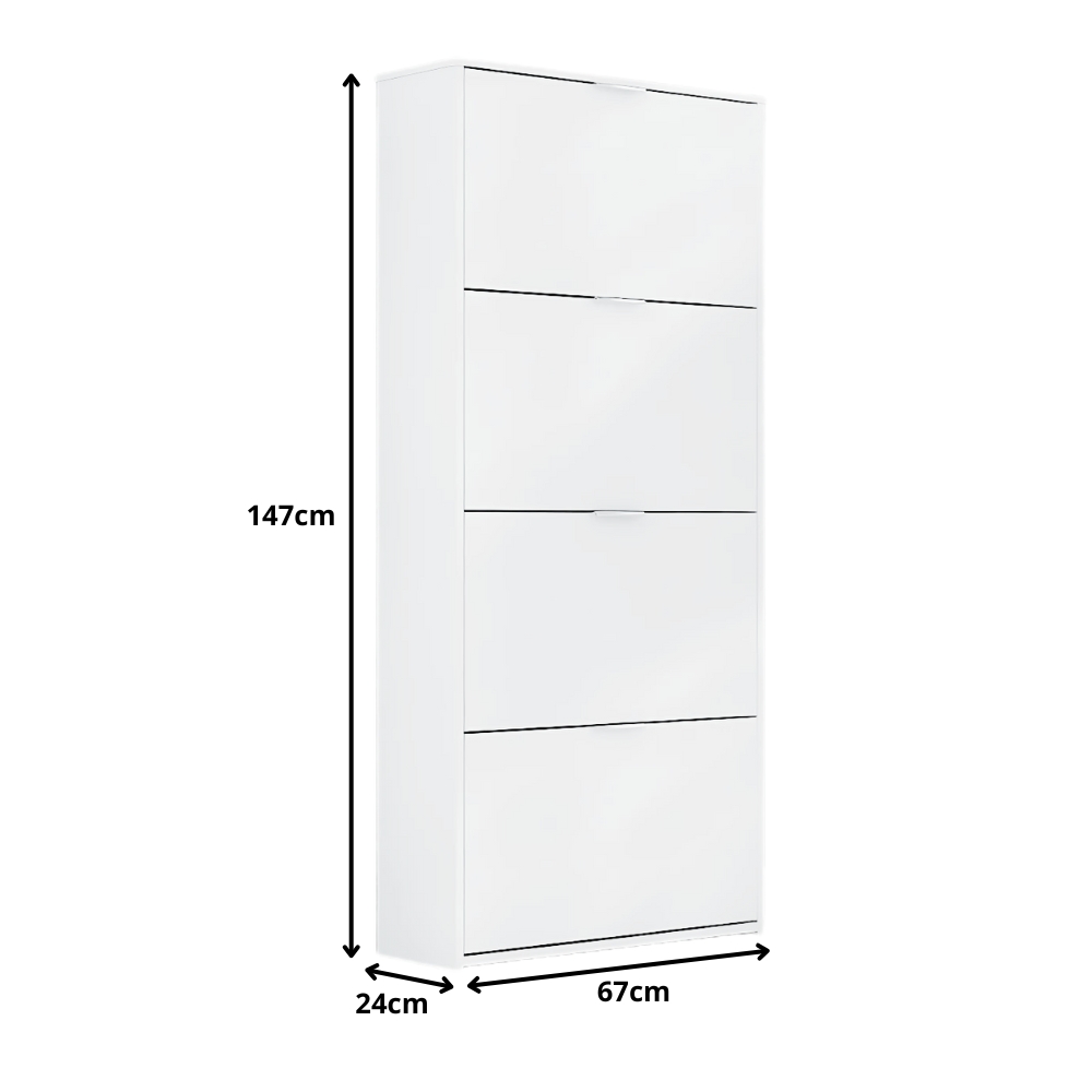 Sapateira Safira 4 Portas Articuladas Cor Branco - Quarto