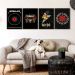 Kit 4 Quadros Bandas de Rock 24x18cm - com vidro