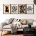 Kit 4 Quadros Matisse Bege e Preto Abstrato 33x24cm - com vidro