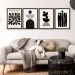 Kit 4 Quadros Para Sala Abstratos Preto E Branco Matisse 33x24cm - com vidro