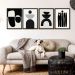 Kit 4 Quadros Para Sala Minimalistas Abstratos Preto 45x34cm - com vidro