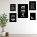 Kit 5 Quadros Frases De Café - com vidro