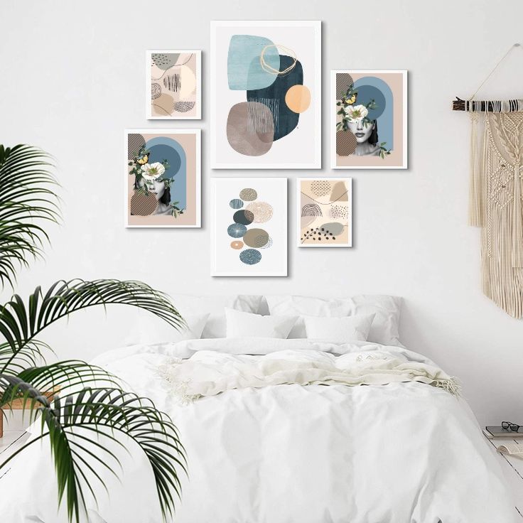 Kit 6 Quadros Abstratos Acqua Trendy - com vidro