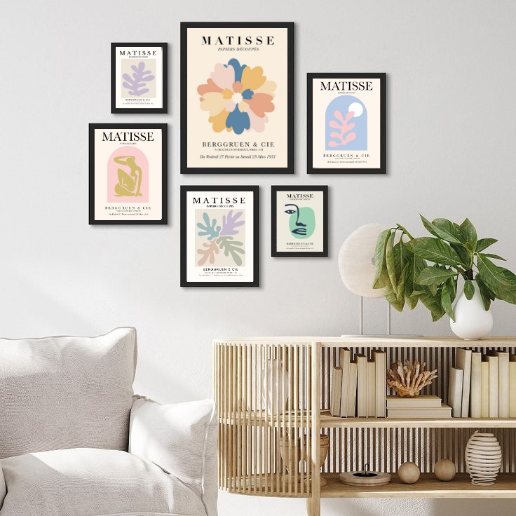 Kit 6 Quadros Artes Matisse Tons Pasteis