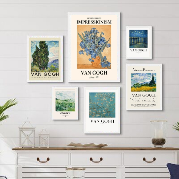 Kit 6 Quadros Decorativos Artes Van Gogh