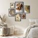 Kit 6 Quadros Decorativos Bege Marrom E Dourado - com vidro