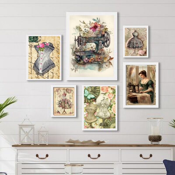 Kit 6 Quadros Decorativos Para Atelier De Costura