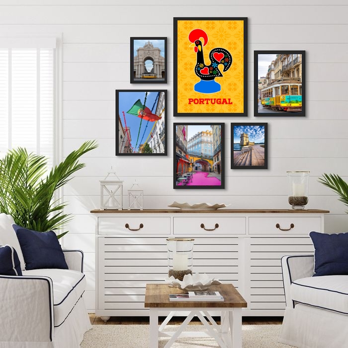 Kit 6 Quadros Decorativos Portugal - com vidro