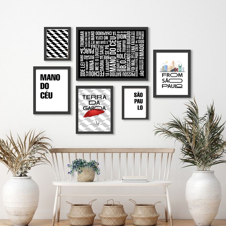 Kit 6 Quadros Decorativos São Paulo - com vidro