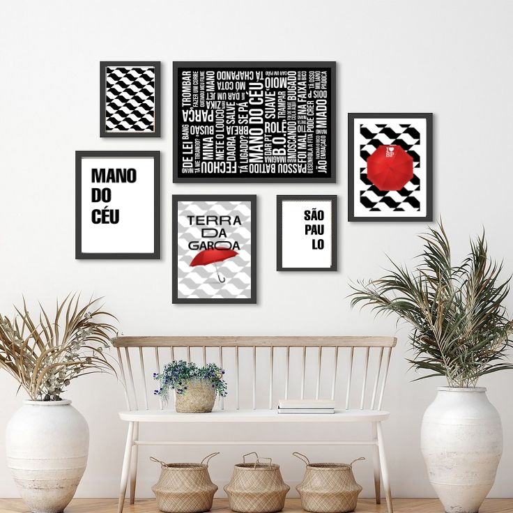 Kit 6 Quadros Decorativos São Paulo Frases
