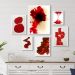 Kit 6 Quadros Decorativos Vermelhos- Abstratos - com vidro