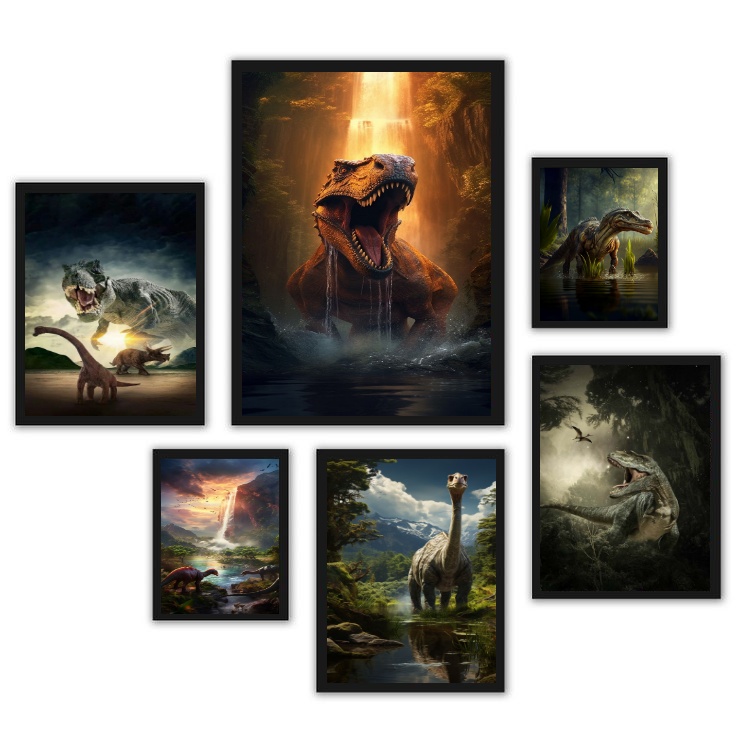 Kit 6 Quadros Dinossauros