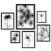 Kit 6 Quadros Flores Transparentes Preto E Branco - com vidro