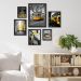 Kit 6 Quadros Fotografias Cidades Amarelo e preto - com vidro