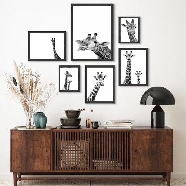 Kit 6 Quadros Fotografias Girafas - com vidro
