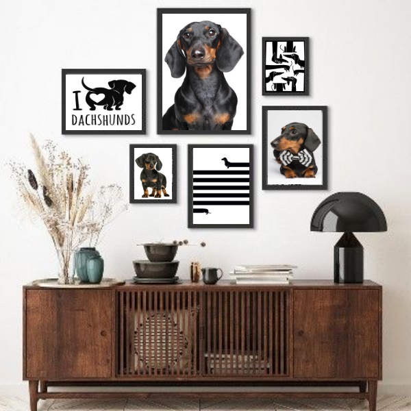 Kit 6 Quadros I Love My Dachshund - com vidro