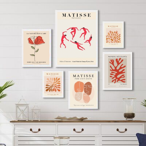Kit 6 Quadros Matisse- Vermelho e Terracota - com vidro