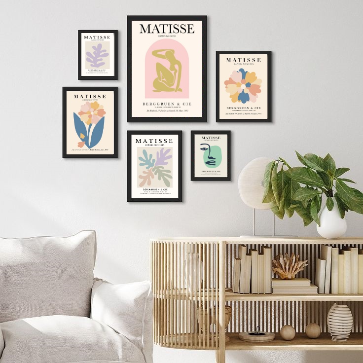 Kit 6 Quadros Matisse Tons Pasteis
