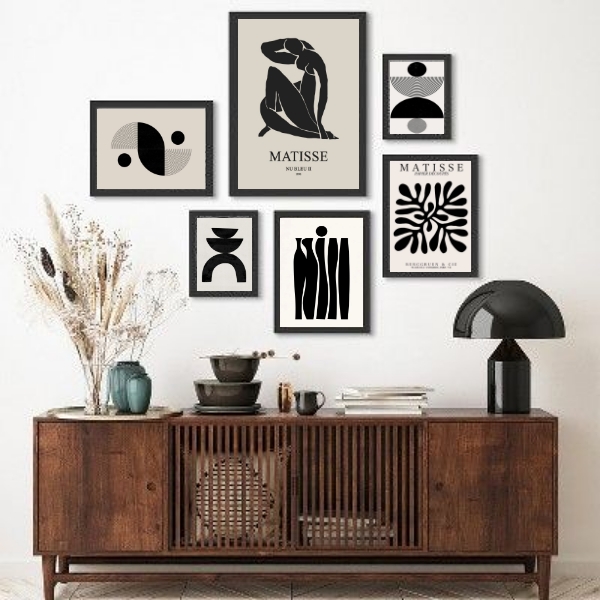 Kit 6 Quadros Minimalistas Arte Moderna - com vidro