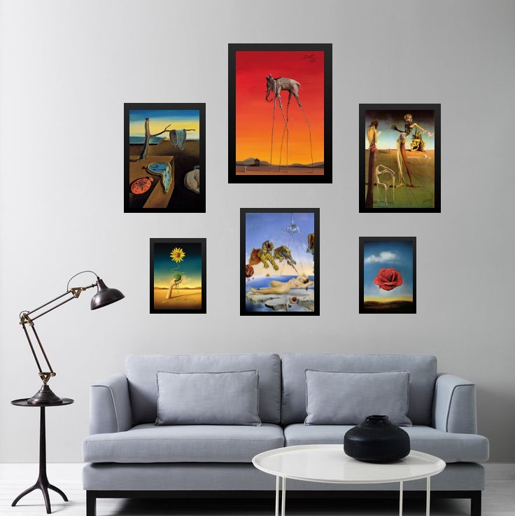 Kit 6 Quadros Obras De Salvador Dalí - com vidro