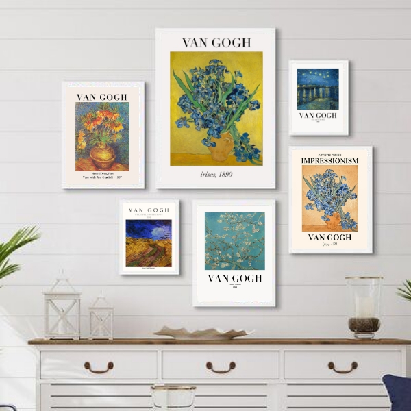 Kit 6 Quadros Obras De Van Gogh