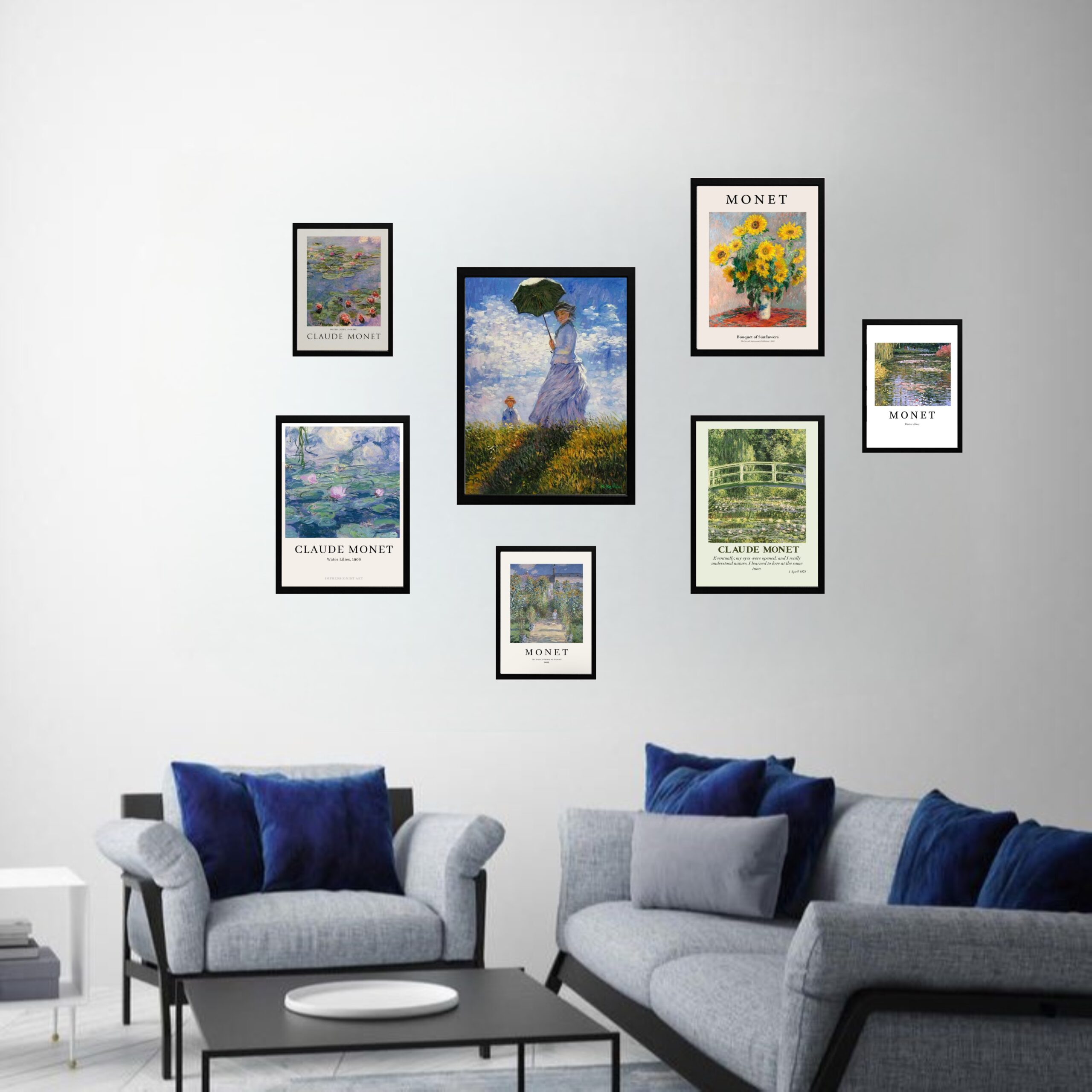 Kit 7 Quadros Decorativos Claude Monet - com vidro