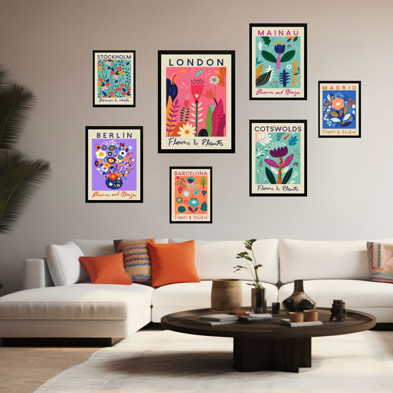 Kit 7 Quadros Decorativos Flower &amp; Plants