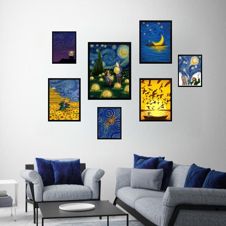 Kit 7 Quadros Decorativos Van Gogh - com vidro