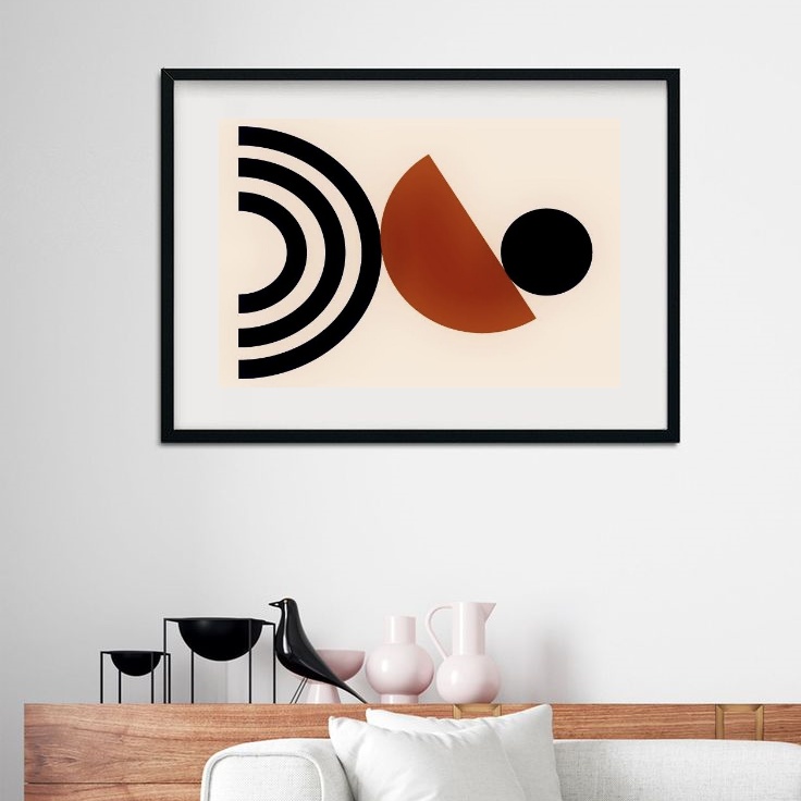Quadro Abstrato Boho Marrom e Preto - 60x48cm