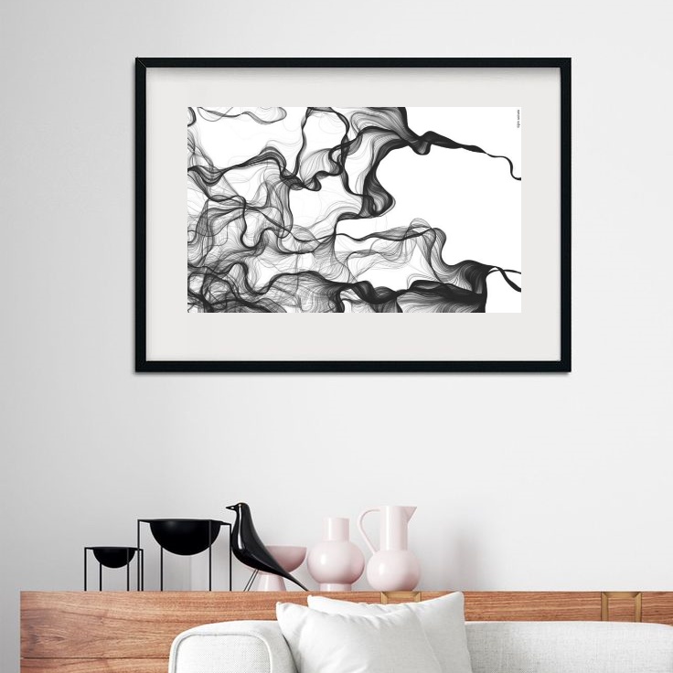 Quadro Abstrato Emaranhado Cinza - 60x48cm