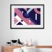 Quadro Abstrato Geométrico Rosa e Azul - 60x48cm