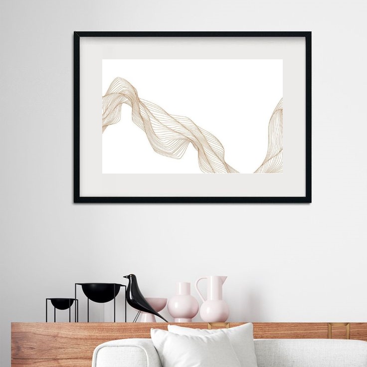 Quadro Abstrato Ultra Minimalista Bege - 60x48cm