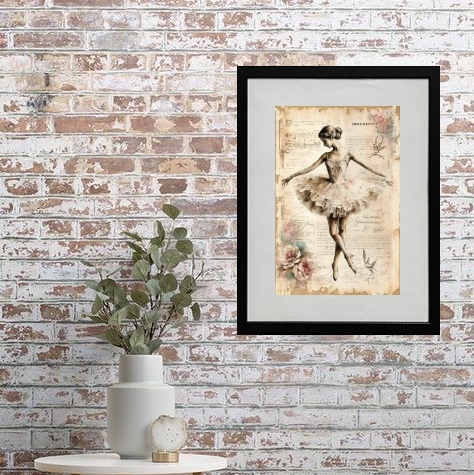 Quadro Bailarina Vintage - 60x48cm