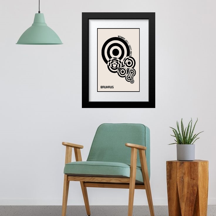 Quadro Bauhaus Preto e Branco  - 60x48cm