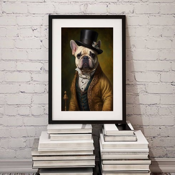 Quadro Bulldog Francês Cavalheiro - 60x48cm